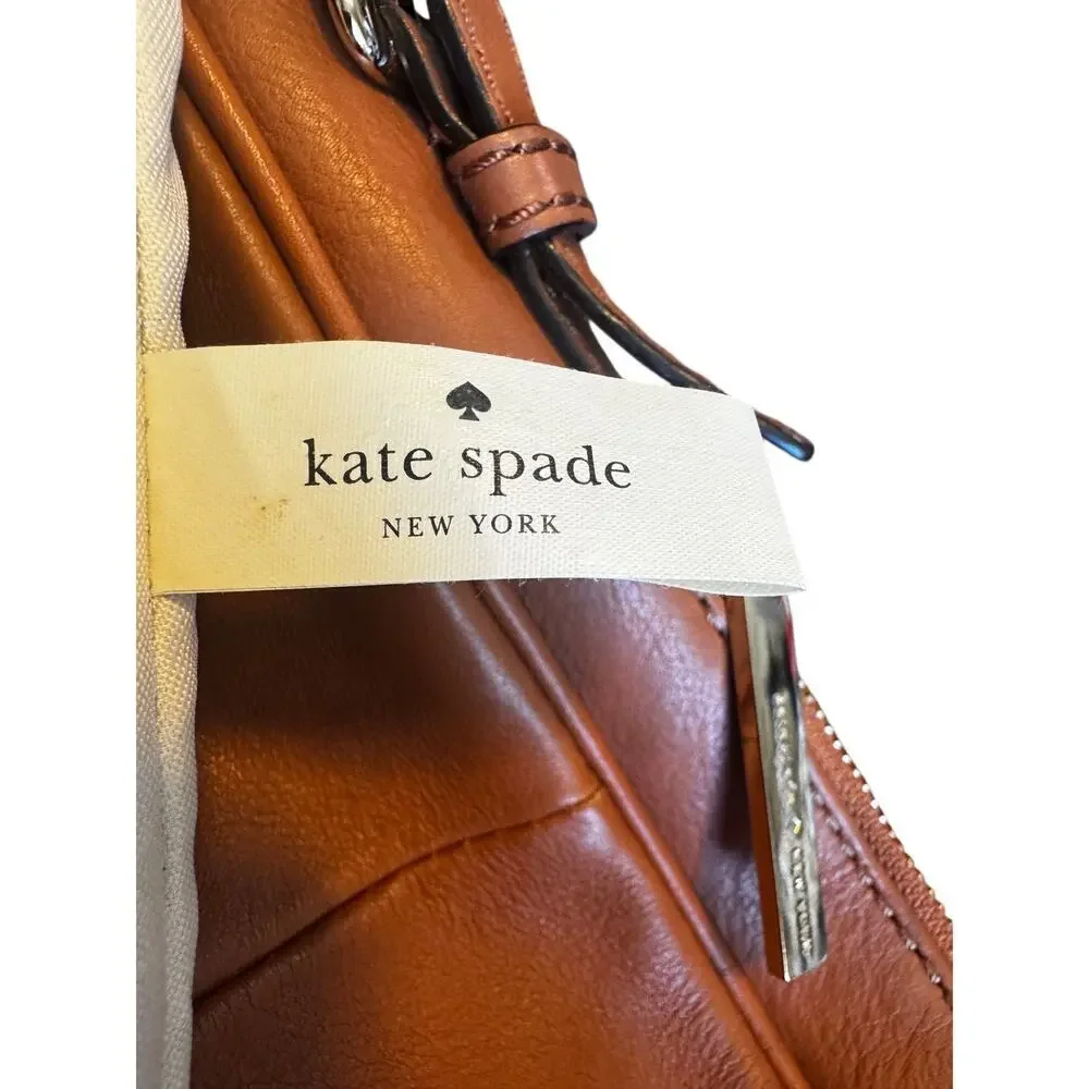 Kate Spade New York Leather Hobo Shoulder Bag Cognac Tan Large Expandable